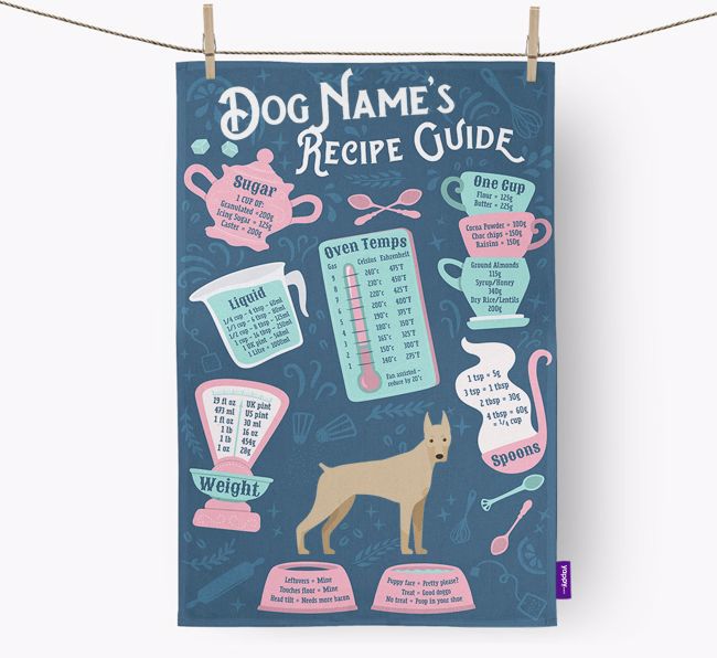 'Recipe Measurements Guide' - Personalised {breedFullName} Tea Towel